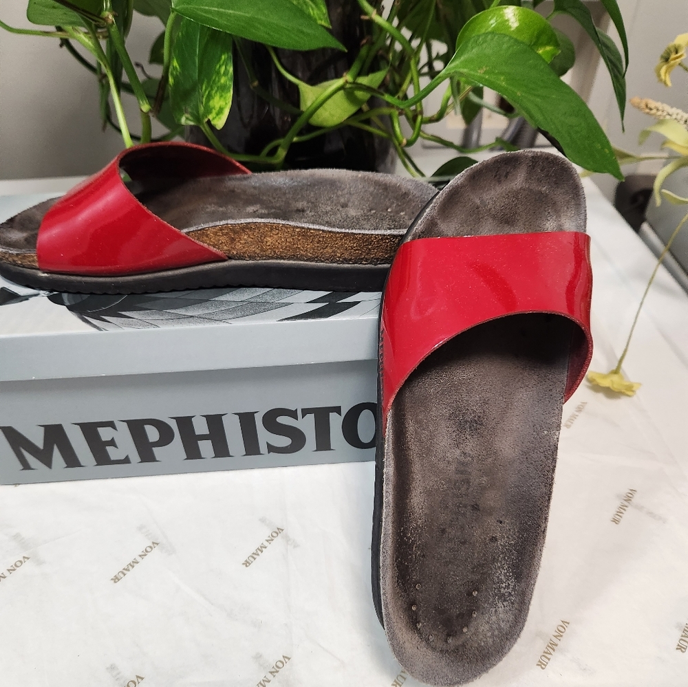 Mephisto Red Slide Sandals